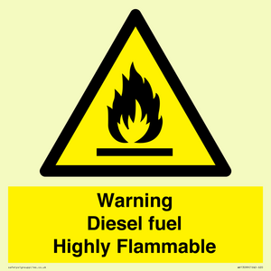 Warning diesel fuel Highly Flammable